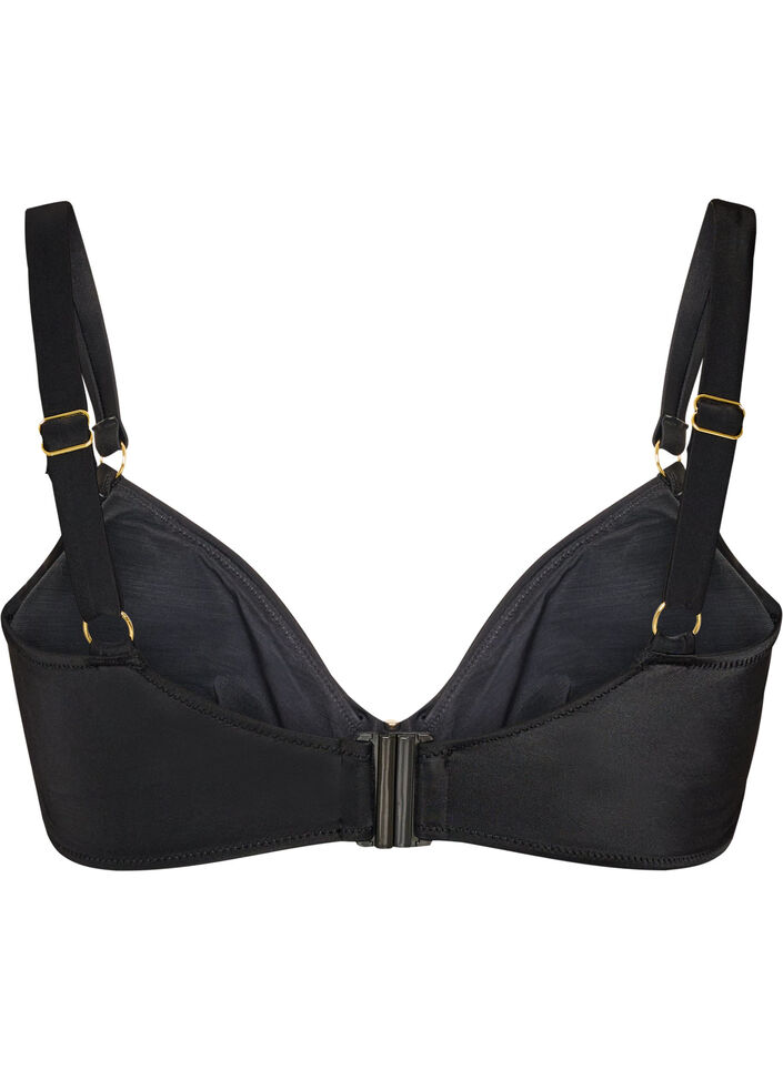 Bikini bra with underwire and gold-coloured detail, Black, Packshot image number 1