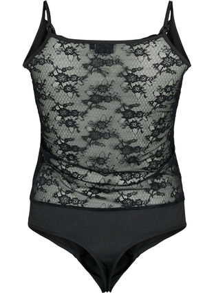 Lace bodysuit, Black, Packshot image number 1