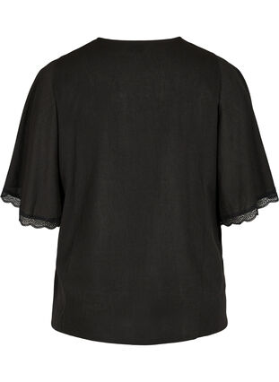 Wide 2/4-length sleeves and lace details, Black, Packshot image number 1