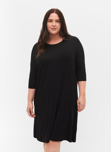 Jersey dress viscose 3/4 sleeves - Black - Sz. - Zizzifashion