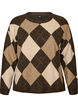 Knitted top with argyle pattern and rhinestones, Brown, Packshot image number 0