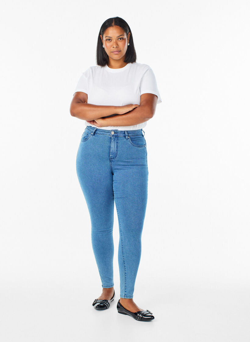 Amy high-waisted super slim fit jeans, Blue, Model image number 0