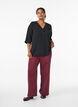 Shirt Blouse with V-Neck and 3/4 Sleeves, Black, Model image number 1