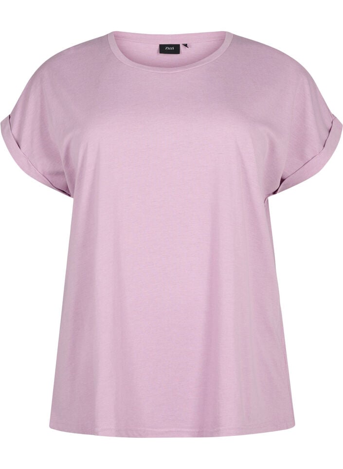 Short sleeved cotton blend t-shirt, Purple, Packshot image number 0