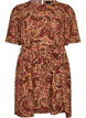 Dress with paisley print and tie-belt, Brown, Packshot image number 0