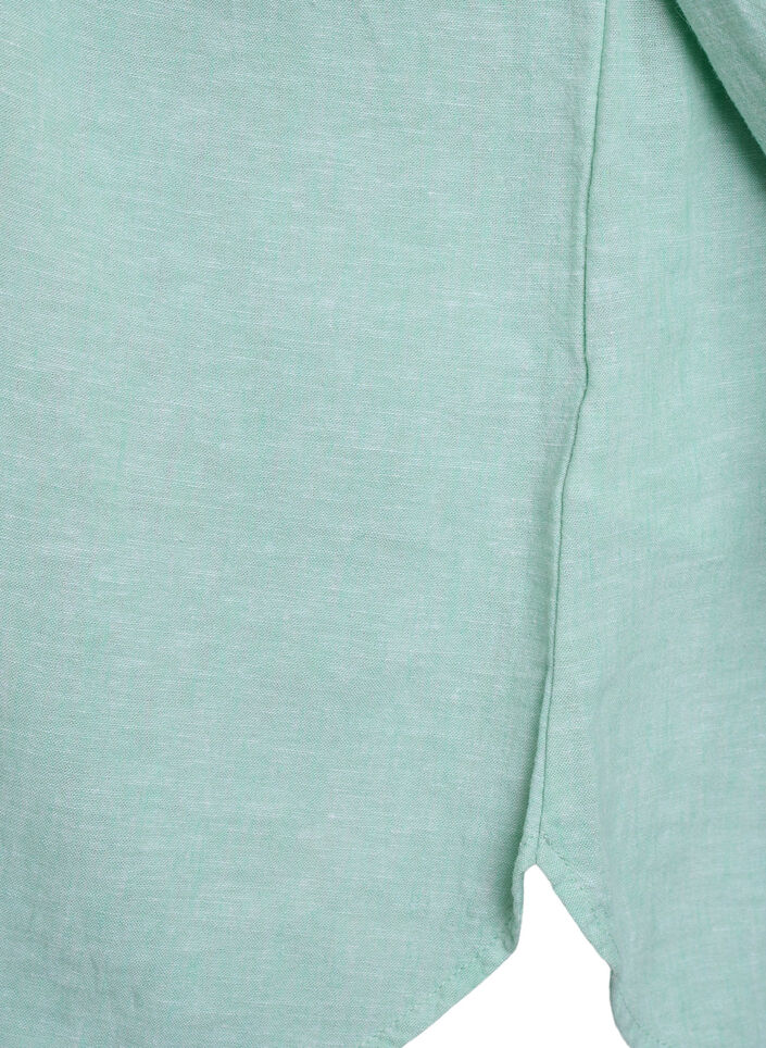 Shirt in linen and viscose with 3/4 sleeves, Green, Packshot image number 3