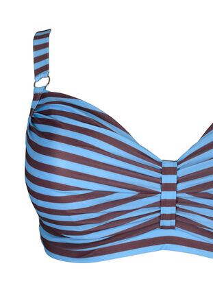 Underwired bikini bra with print, BlueBrown Stripe AOP, Packshot image number 2