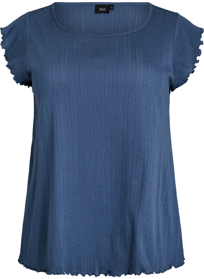 Organic cotton pyjama top with cap sleeves, Blue, Packshot image number 0