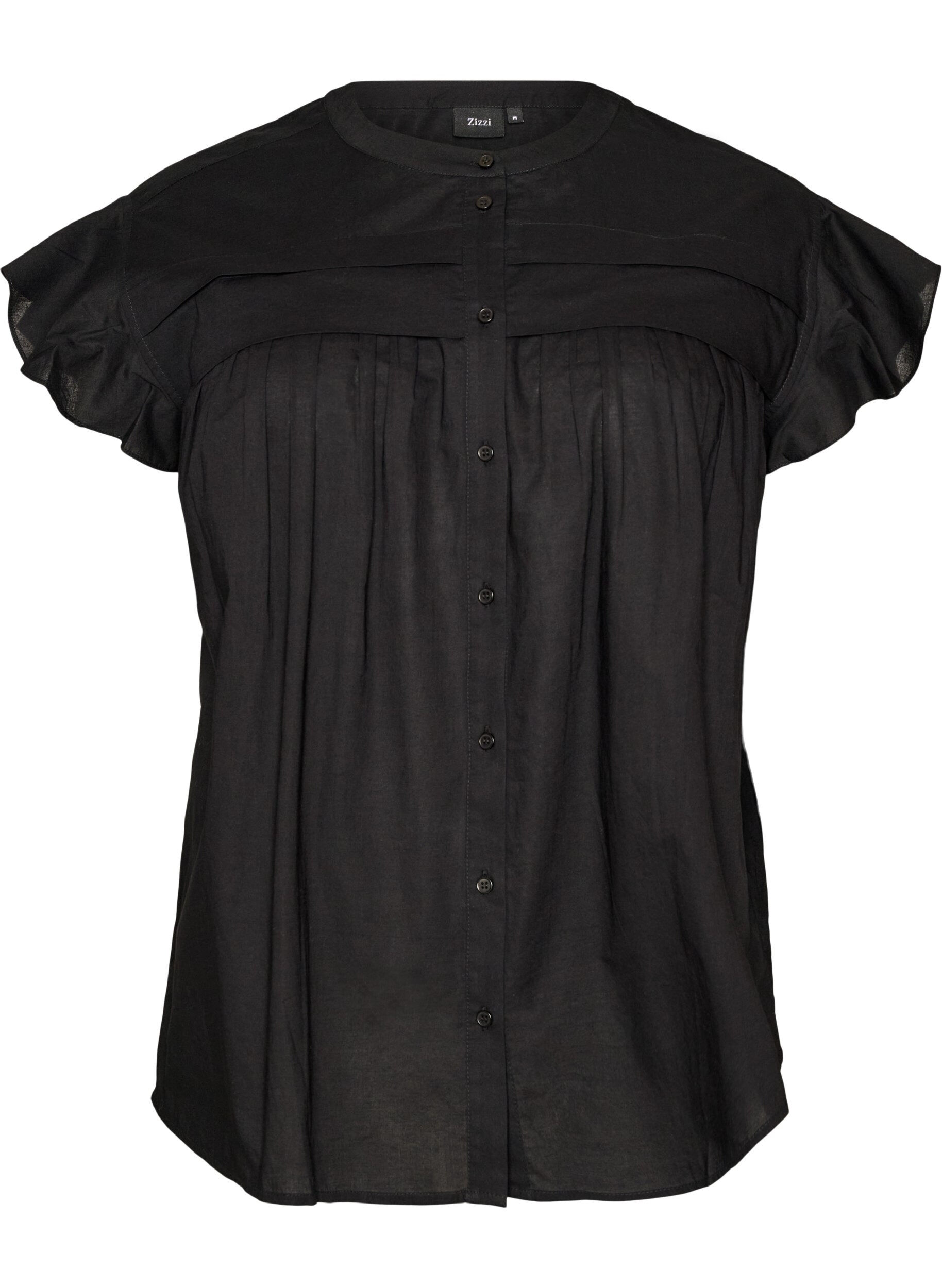 ZizzifashionSleeveless A-line cotton shirt blouse, Black, Packshot image number 0