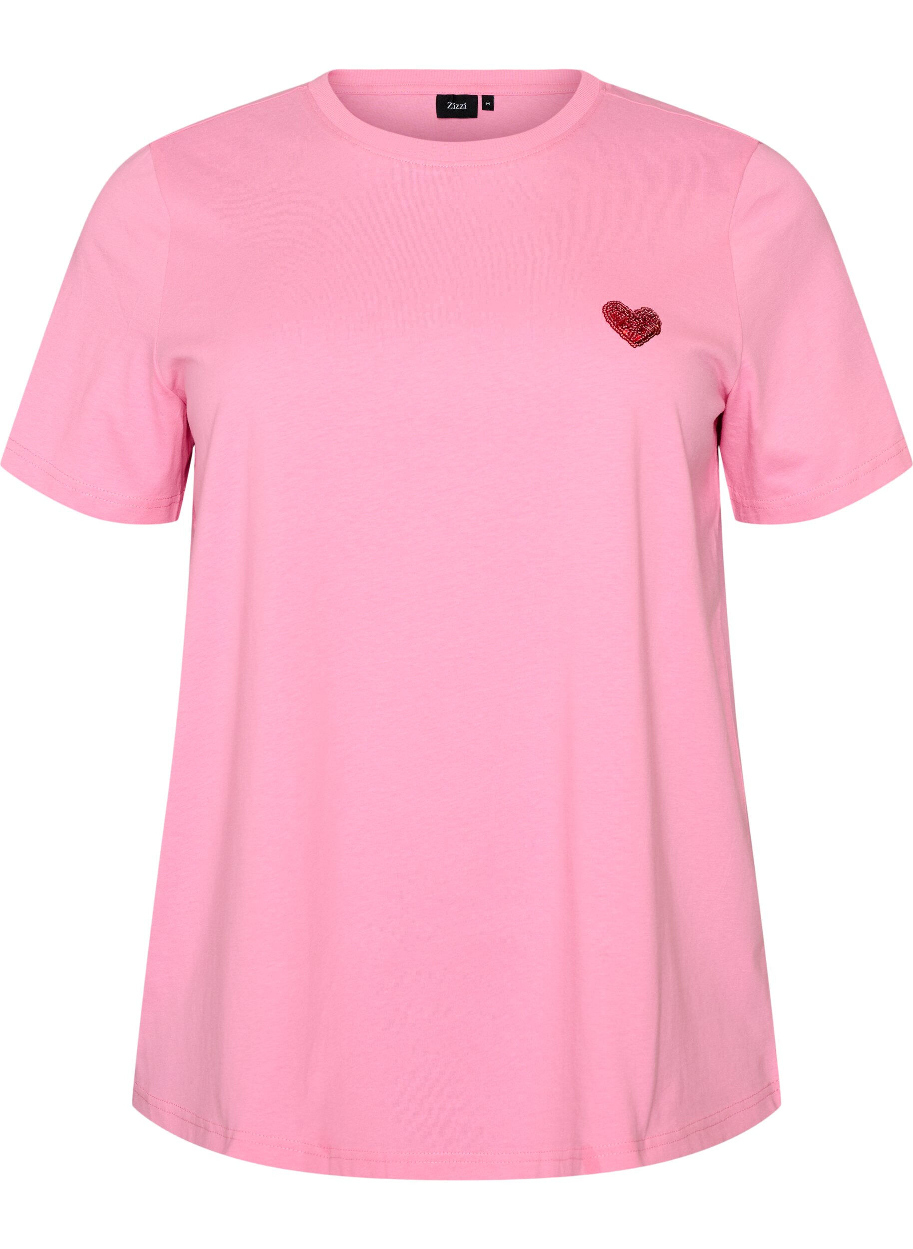ZizzifashionT-shirt with a sequin heart and colourful back print, Pink, Packshot image number 0