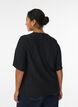 Blouse with textured pattern and short sleeves, Black, Model image number 2