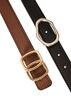 Reversible belt with interchangeable buckles, Black, Packshot image number 2