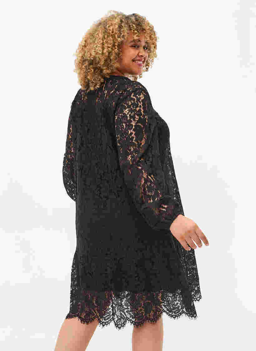 Lace dress with long sleeves, Black, Model image number 1