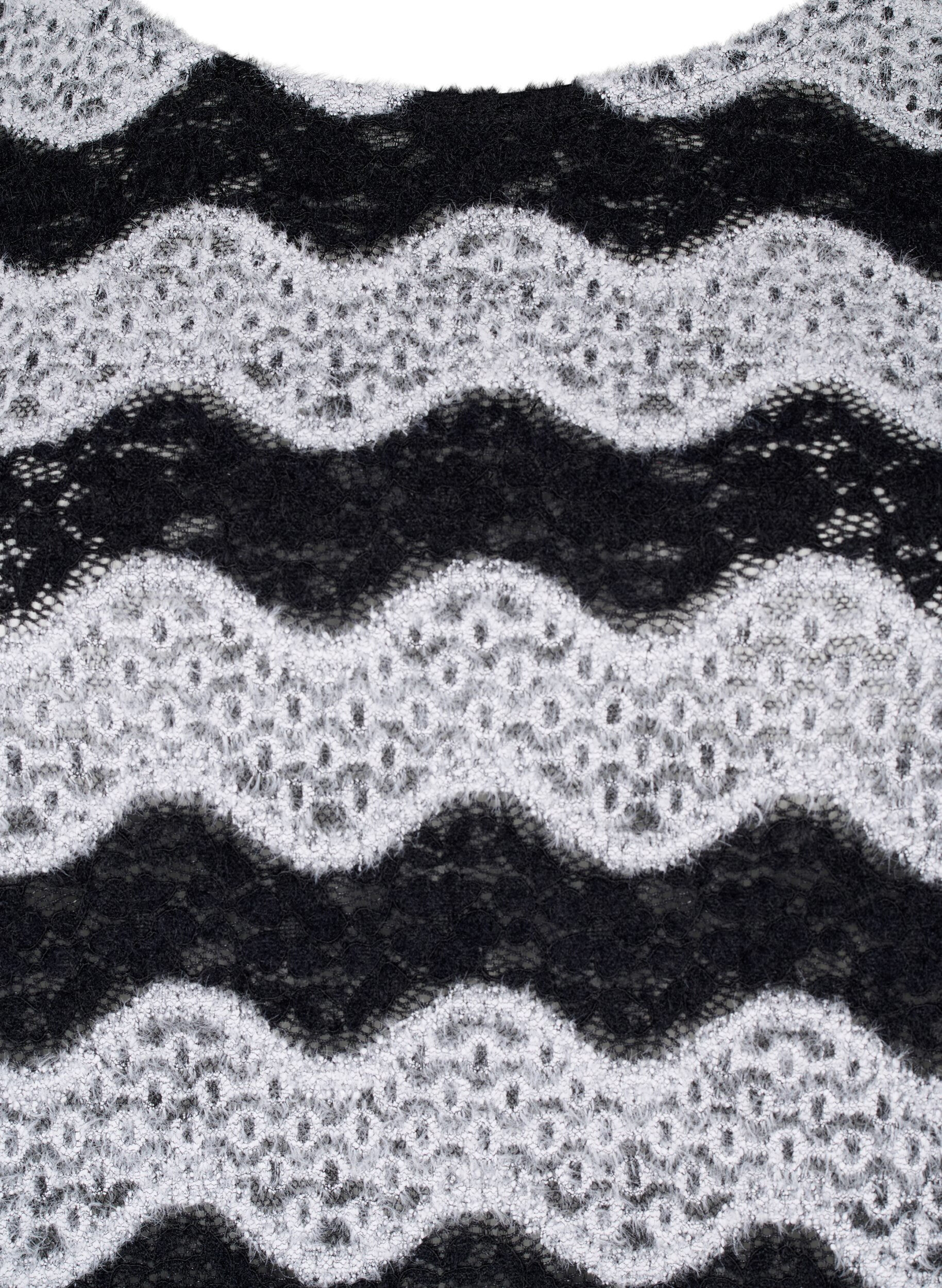 Zizzifashion Knitted blouse with a wave pattern, Black Stripe, Packshot image number 2