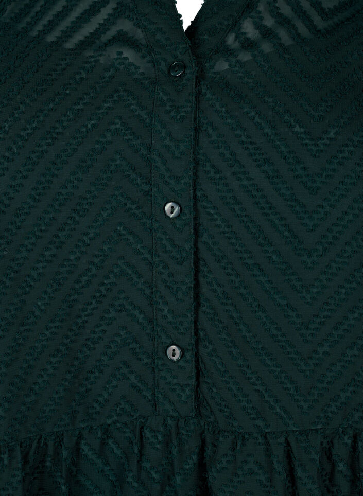 Textured short dress with a ruffle collar, Scarab, Packshot image number 2