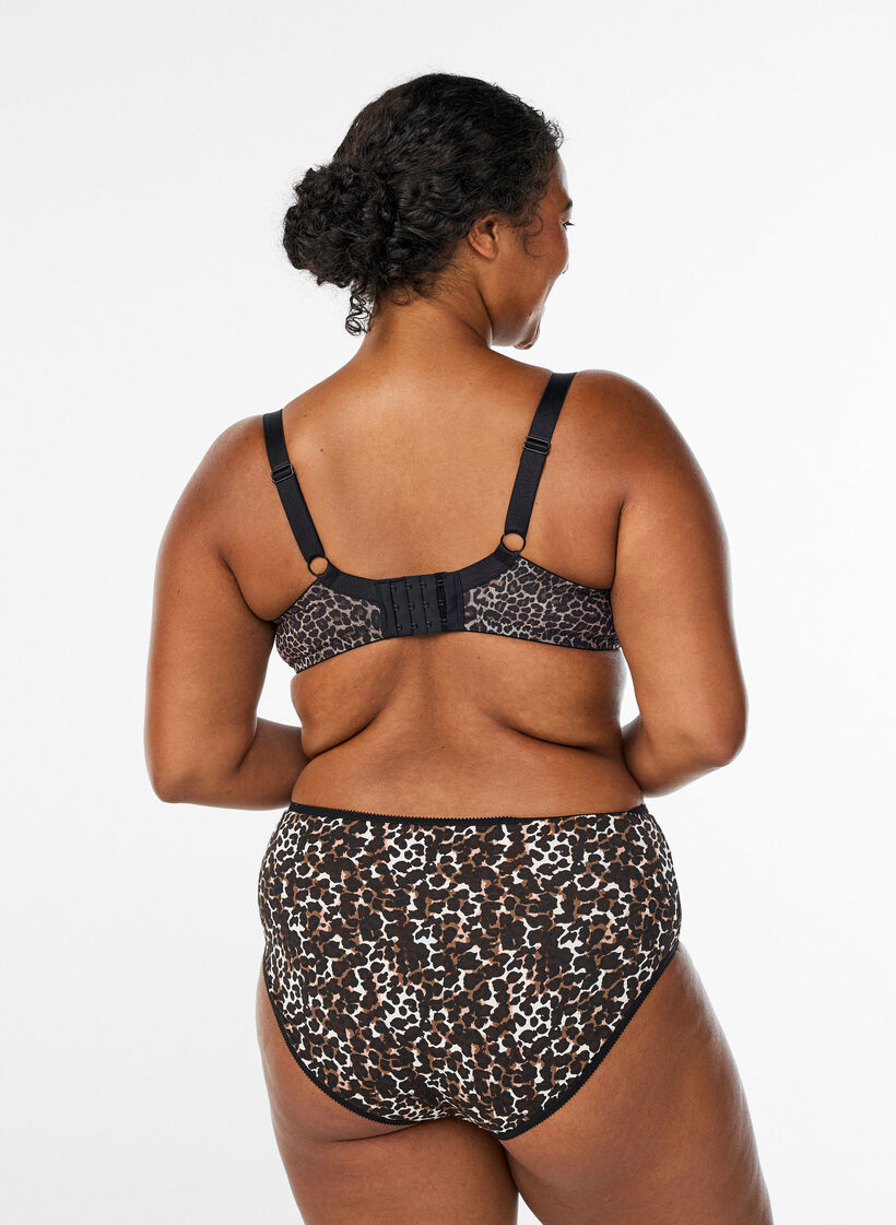 Moulded bra with leopard patterned mesh, Brown, Model image number 2