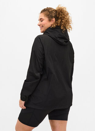 Hooded sports jacket with pockets, Black, Model image number 1