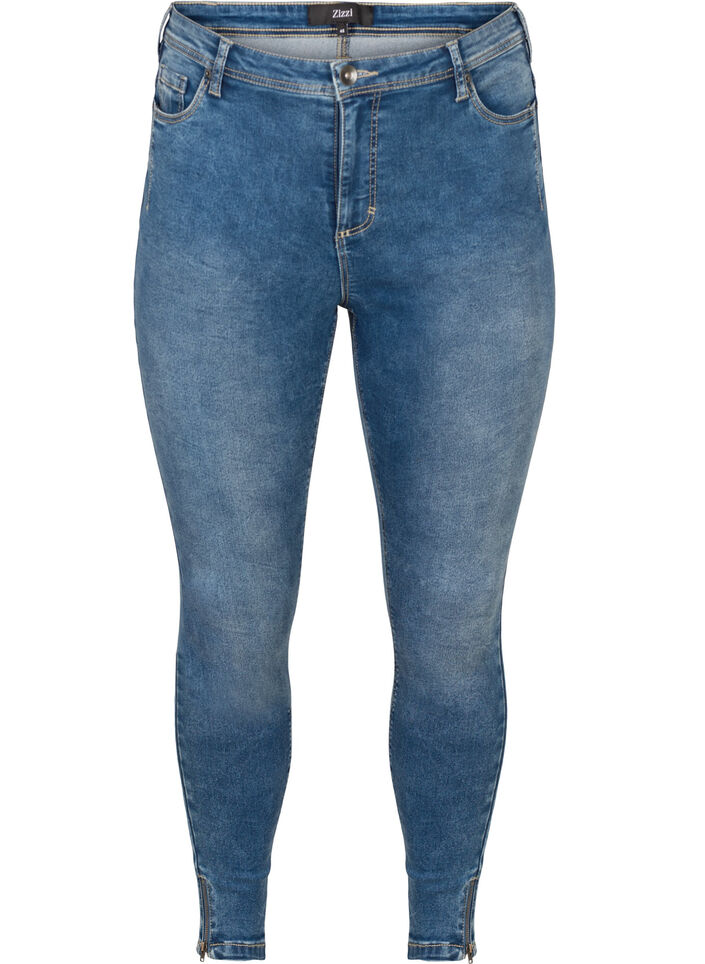Cropped Amy jeans with zipper detail, Blue, Packshot image number 0