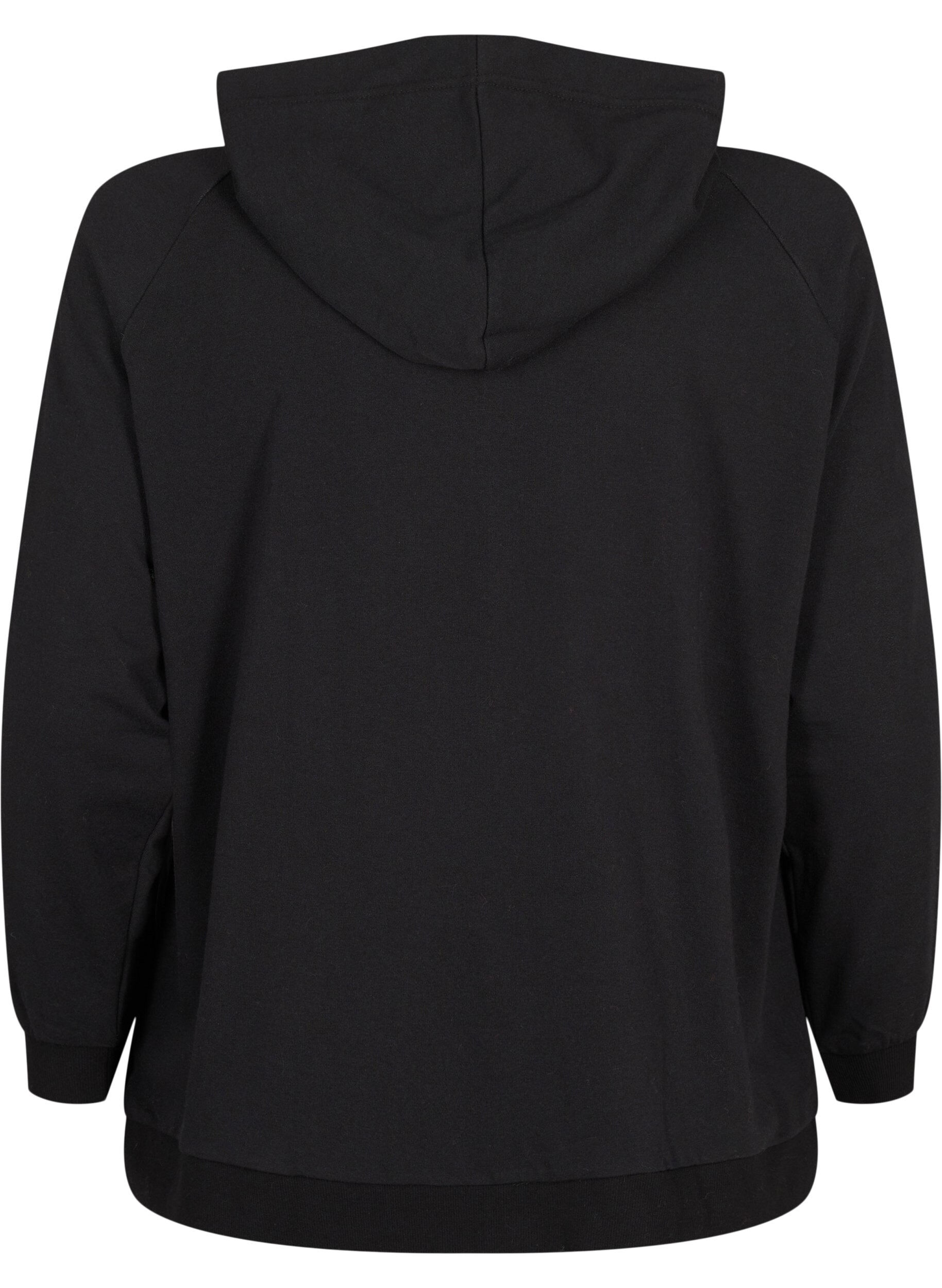 Zizzifashion Hooded sweat cardigan with pockets, Black, Packshot image number 1