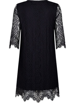 Lace Dress with 3/4 sleeves, Black, Packshot image number 1