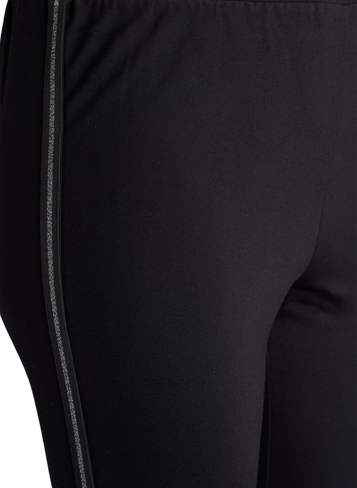 Leggings with glitter stripe and slits, Black, Packshot image number 2