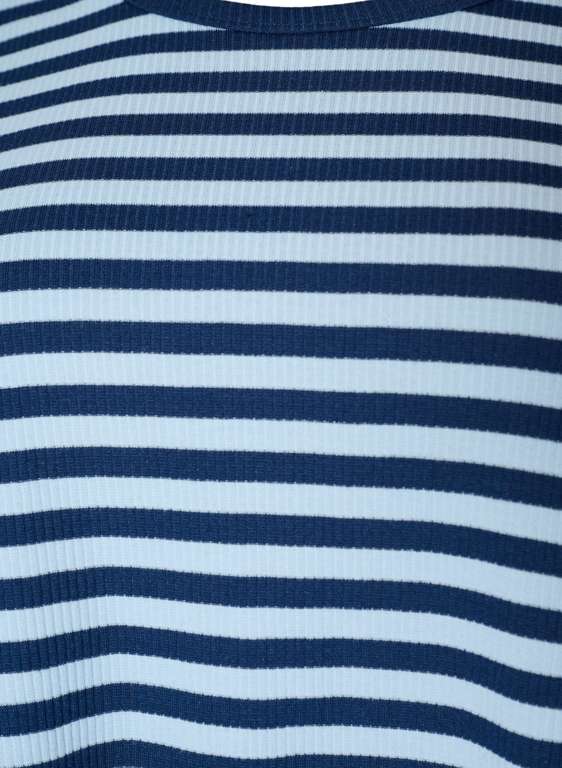 ZizzifashionLong-sleeved night top in ribbed jersey with stripes, Blue, Packshot image number 2