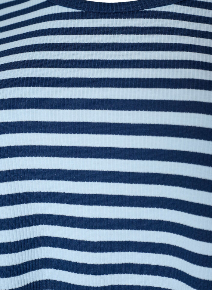 Long-sleeved night top in ribbed jersey with stripes, Blue, Packshot image number 2