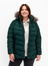 Short puffer jacket with hood, Scarab, Model