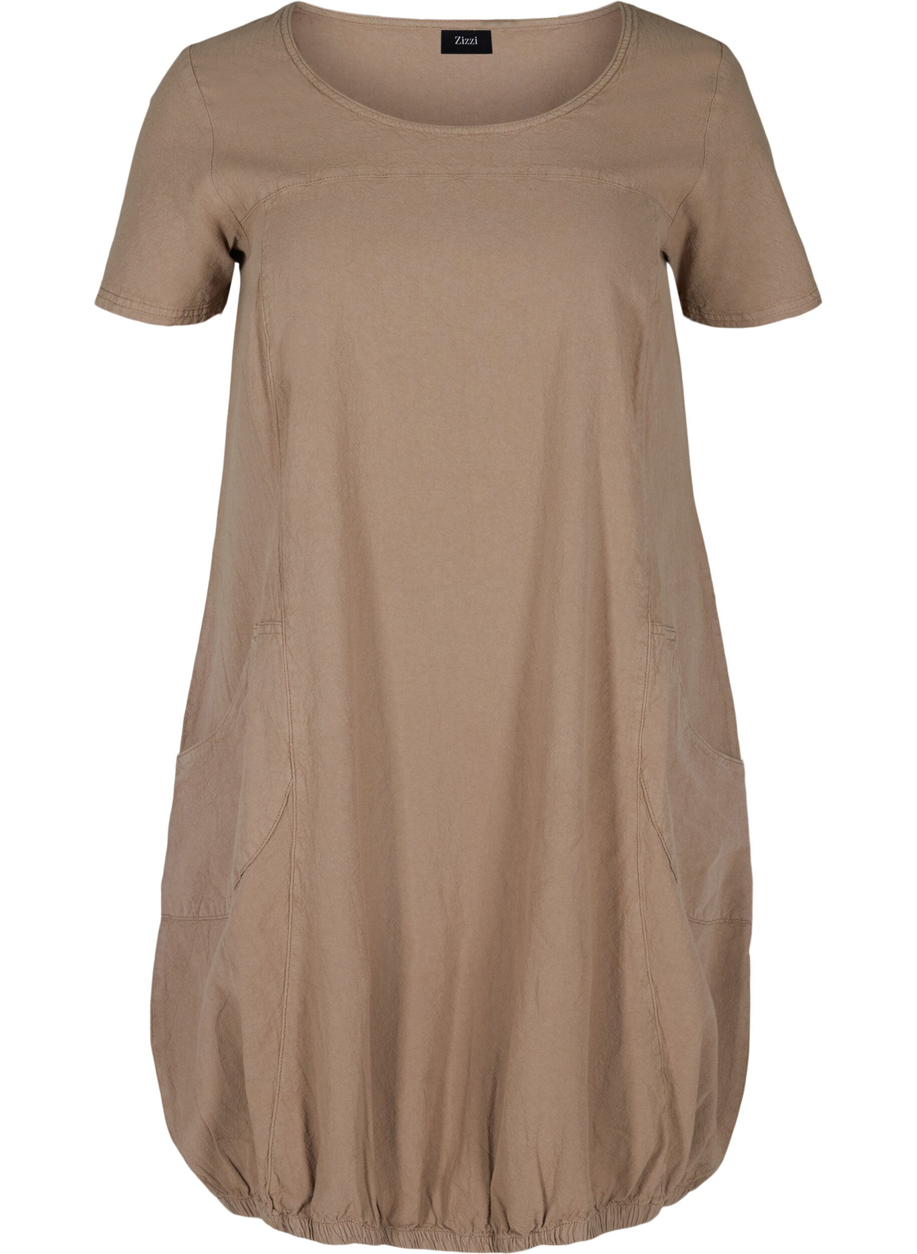 Zizzifashion Short-sleeved cotton dress, Brown, Packshot image number 0