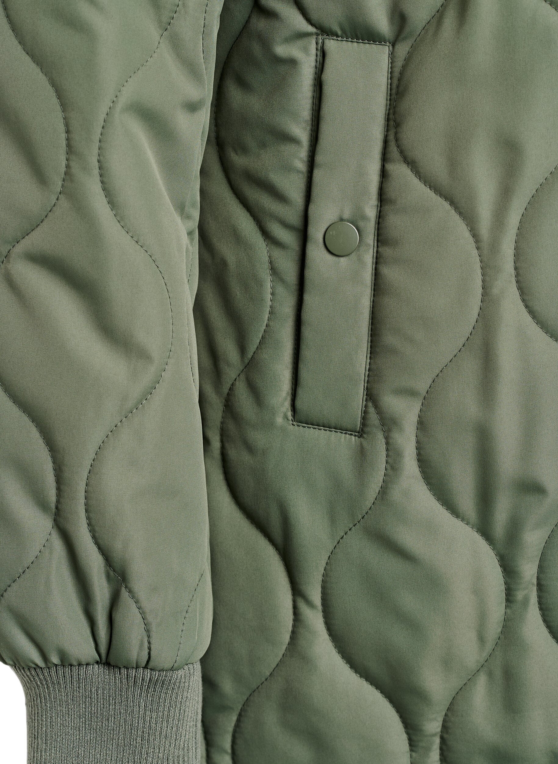 Zizzifashion Mid-length quilted jacket with a hood, Green, Packshot image number 3