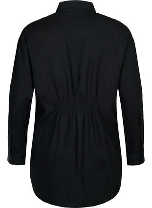 Long shirt in linen-viscose blend, Black, Packshot image number 1