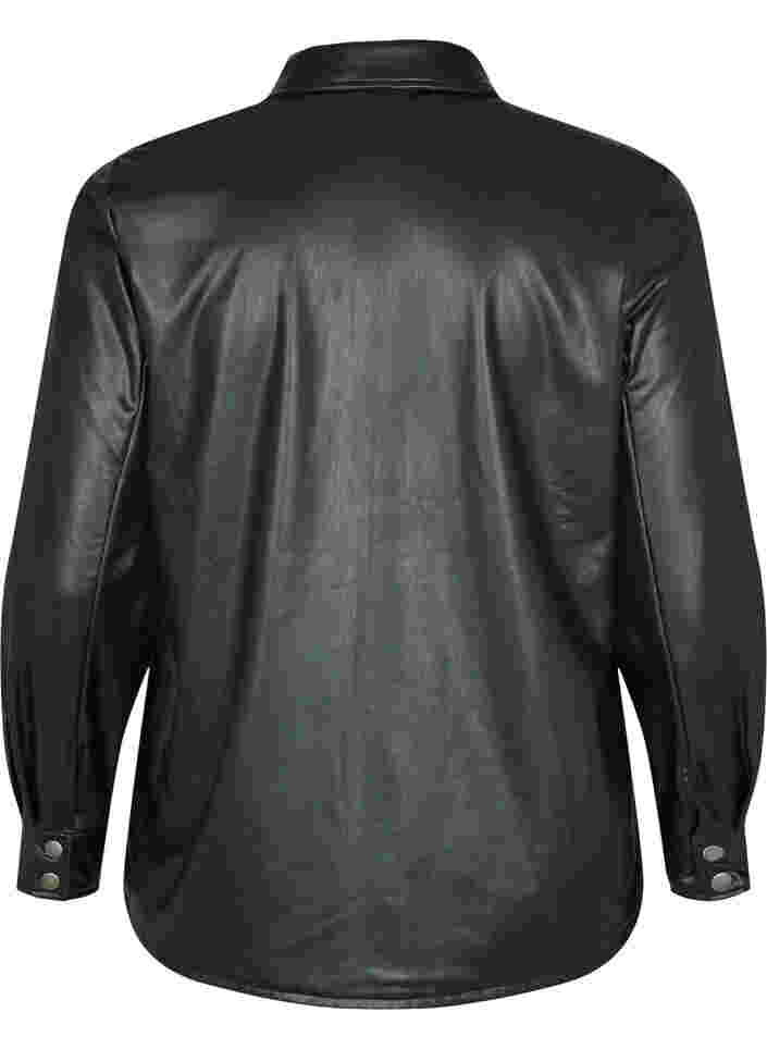 Faux leather shirt, Black, Packshot image number 1