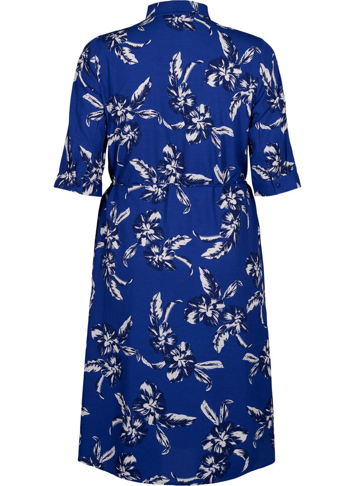 FLASH - Shirt dress with floral print, Navy Blazer Flower, Packshot image number 1