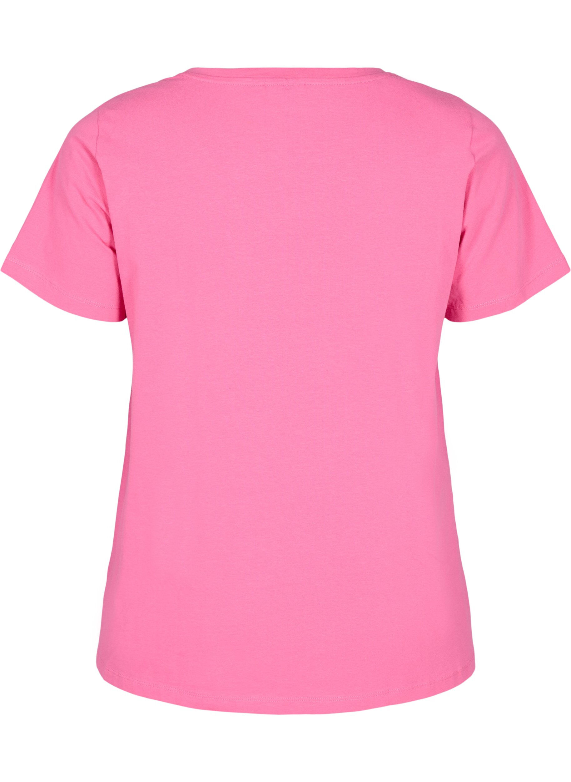 ZizzifashionBasic plain cotton t-shirt, Pink, Packshot image number 1