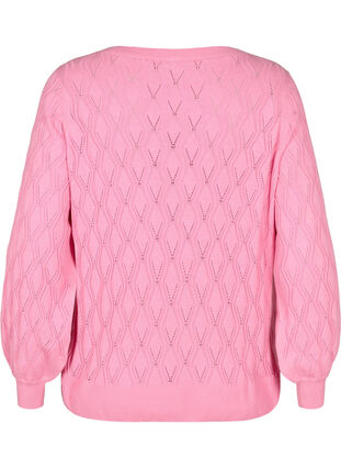 Pullover with hole pattern and boat neck	, Begonia Pink, Packshot image number 1