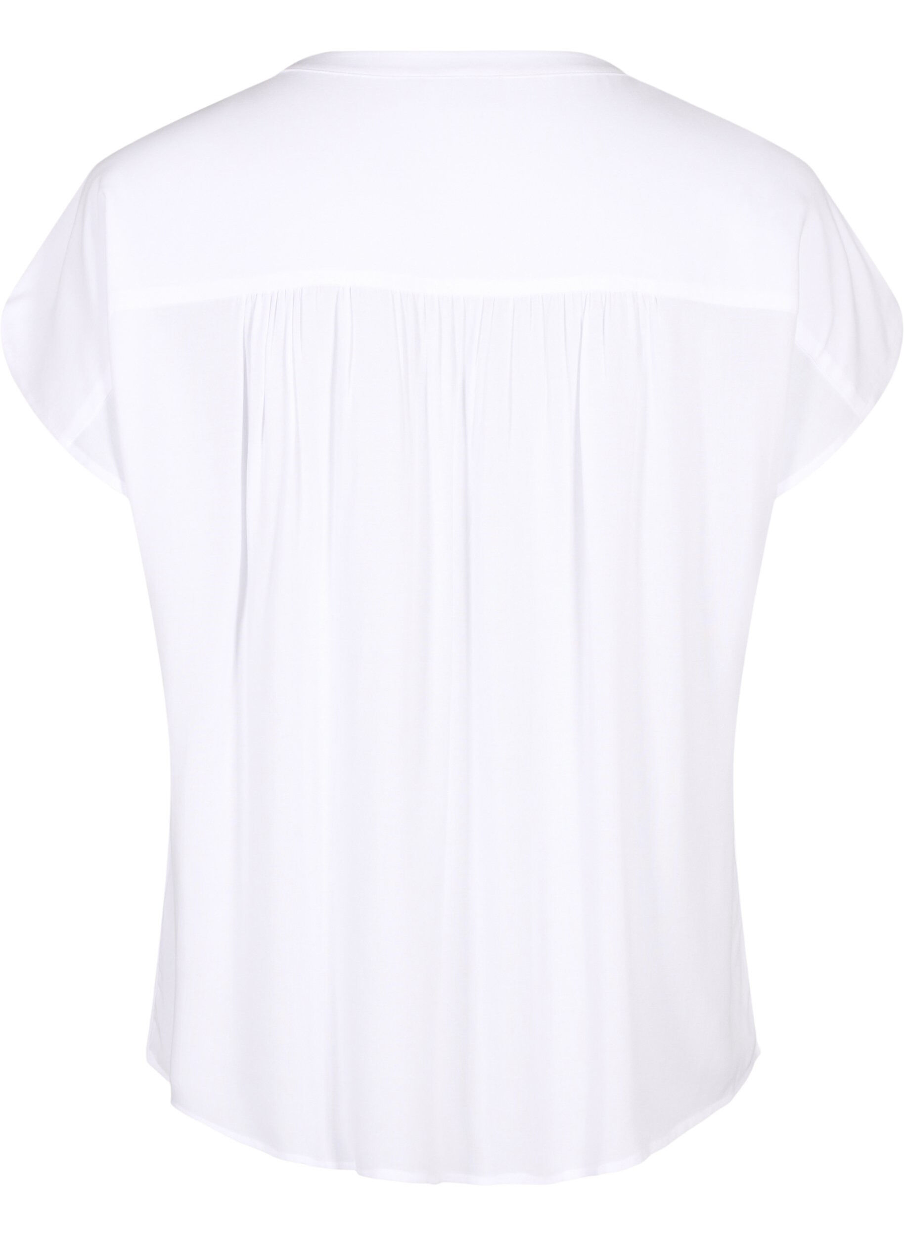 Zizzifashion Viscose blouse with lace trim, Bright White, Packshot image number 1