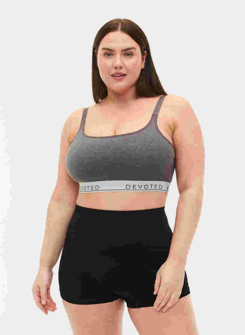 Soft bra with text print, Medium Grey Melange, Model image number 2