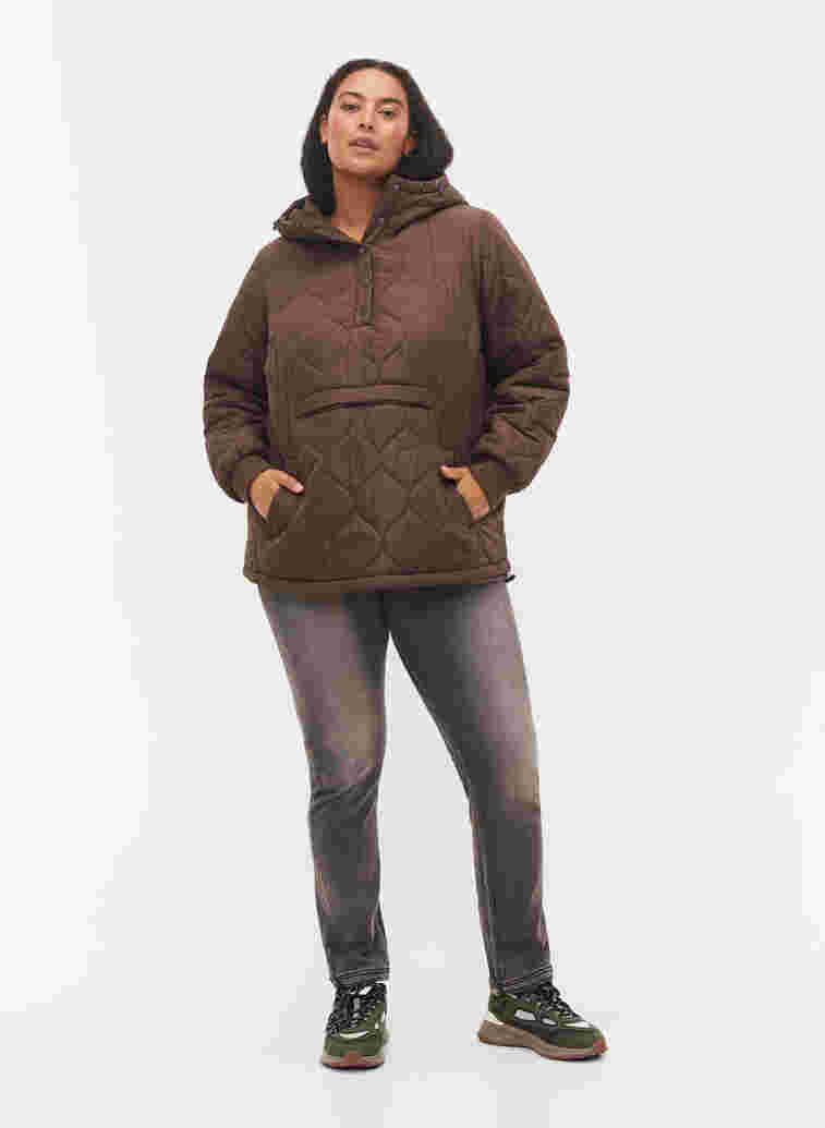 Quilted thermal anorak with a hood, Black Coffee, Model image number 2