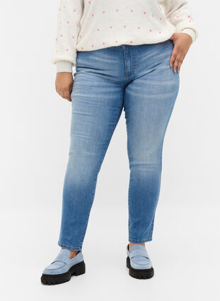 Emily jeans with slim fit and normal waist, Blue denim, Model image number 2