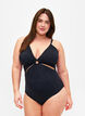 Draped swimsuit with ring detail, Black, Model image number 0