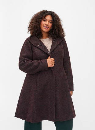Coat with a hood and A-line cut, Port Royal Mel., Model image number 0