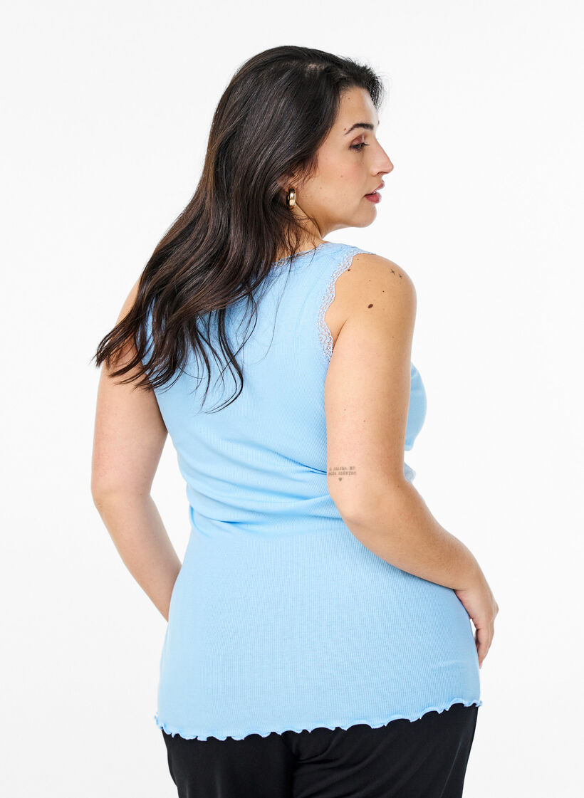 Top with lace trim, Light Blue, Model image number 2