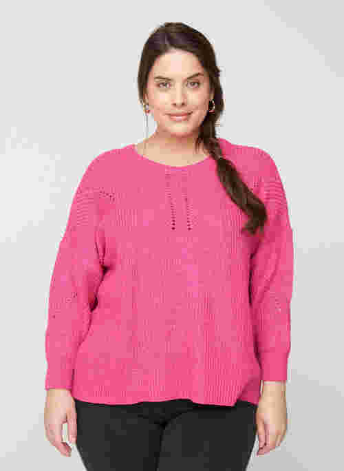 Knitted blouse with a round neck