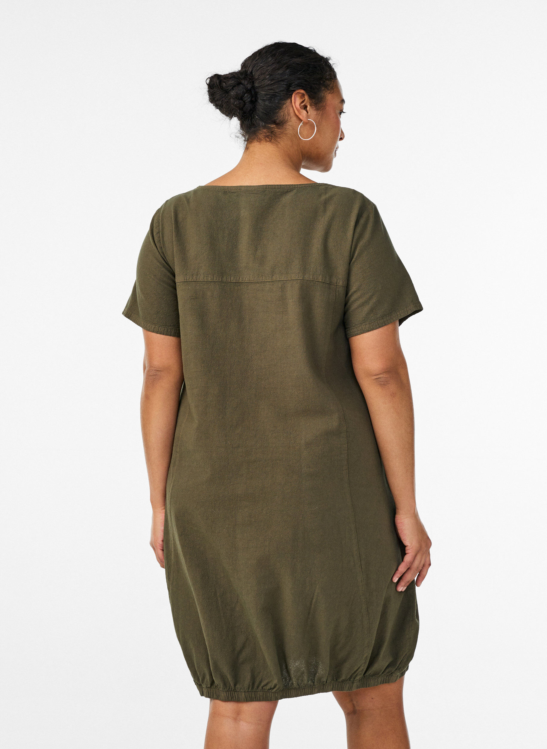 ZizzifashionShort-sleeved cotton dress, Green, Model image number 2