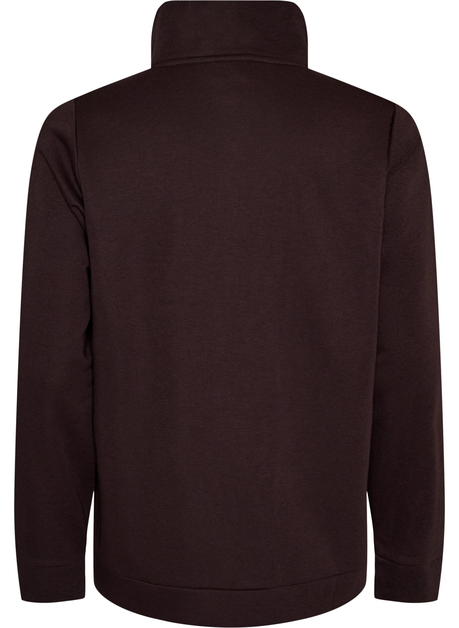 ZizzifashionSweatshirt with high collar and zipper, Brown, Packshot image number 1