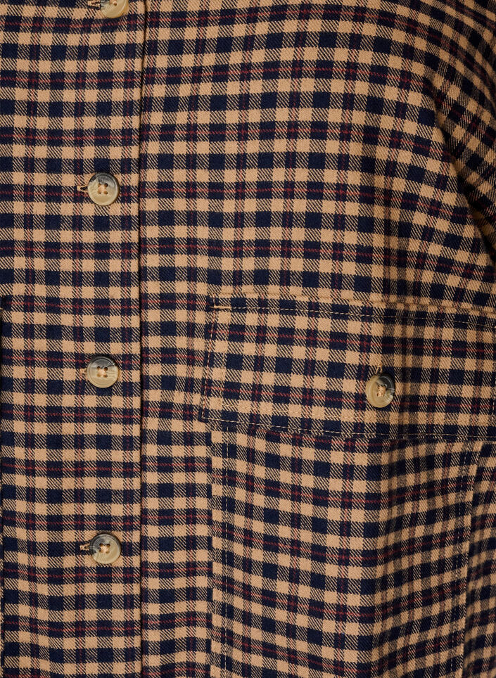 Checked blouse with chest pockets, Brown, Packshot image number 2