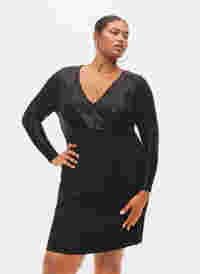 Tight-fitting dress with glitter structure, Black, Model