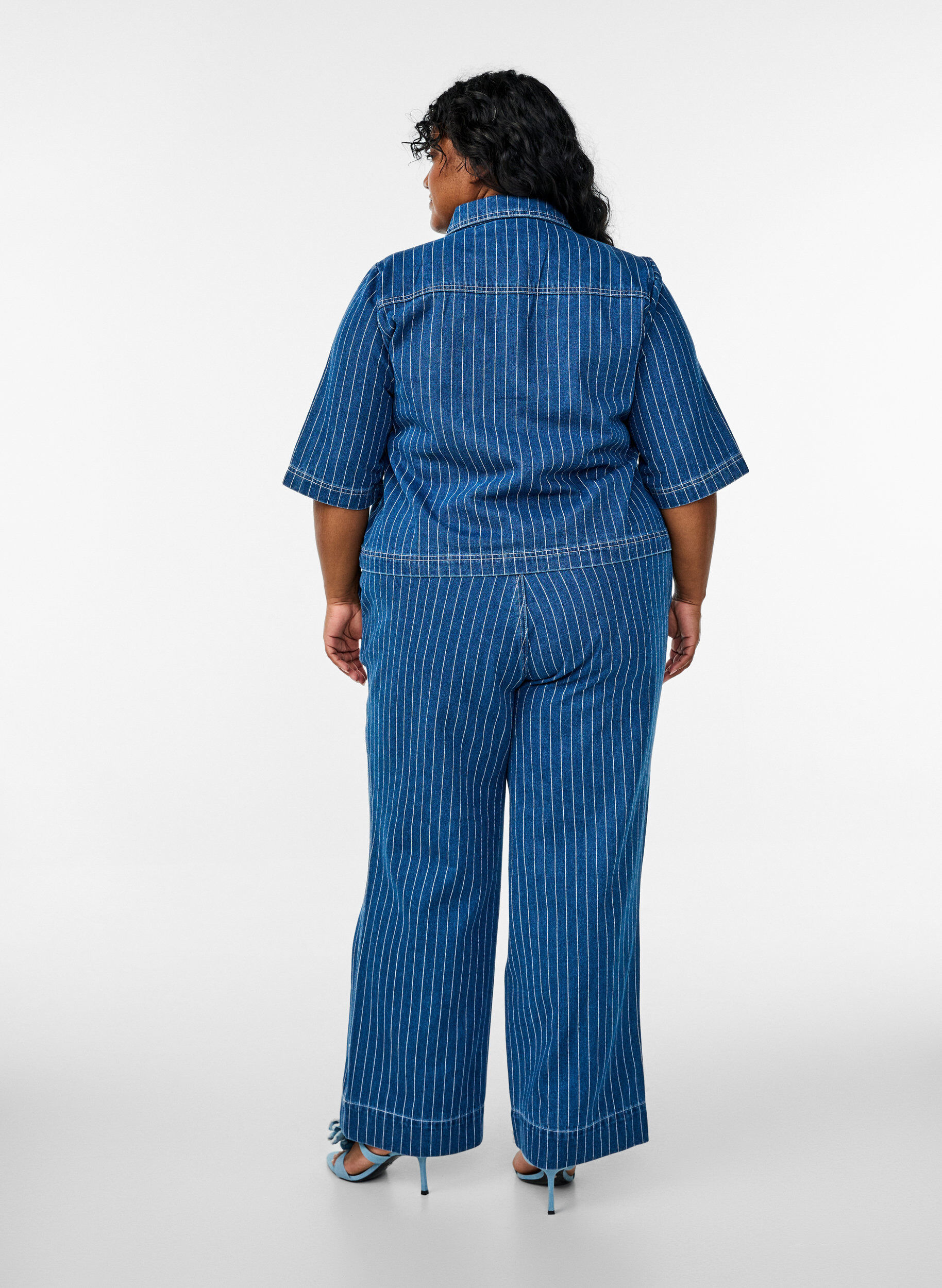 ZizzifashionWide-leg denim jeans with stripes, Blue, Model image number 1