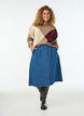 A-line denim skirt with wavy button placket, Blue, Model image number 0