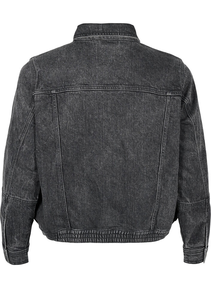 Denim jacket with hidden zip, Dark Grey Denim, Packshot image number 1